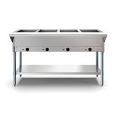 Four Pan Open Well Electric Steam Table with Undershelf, KM-OWS-4.